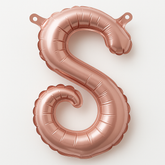 Rose Gold Script Letter 'S' Foil Balloon - 8-Inch Air-Filled